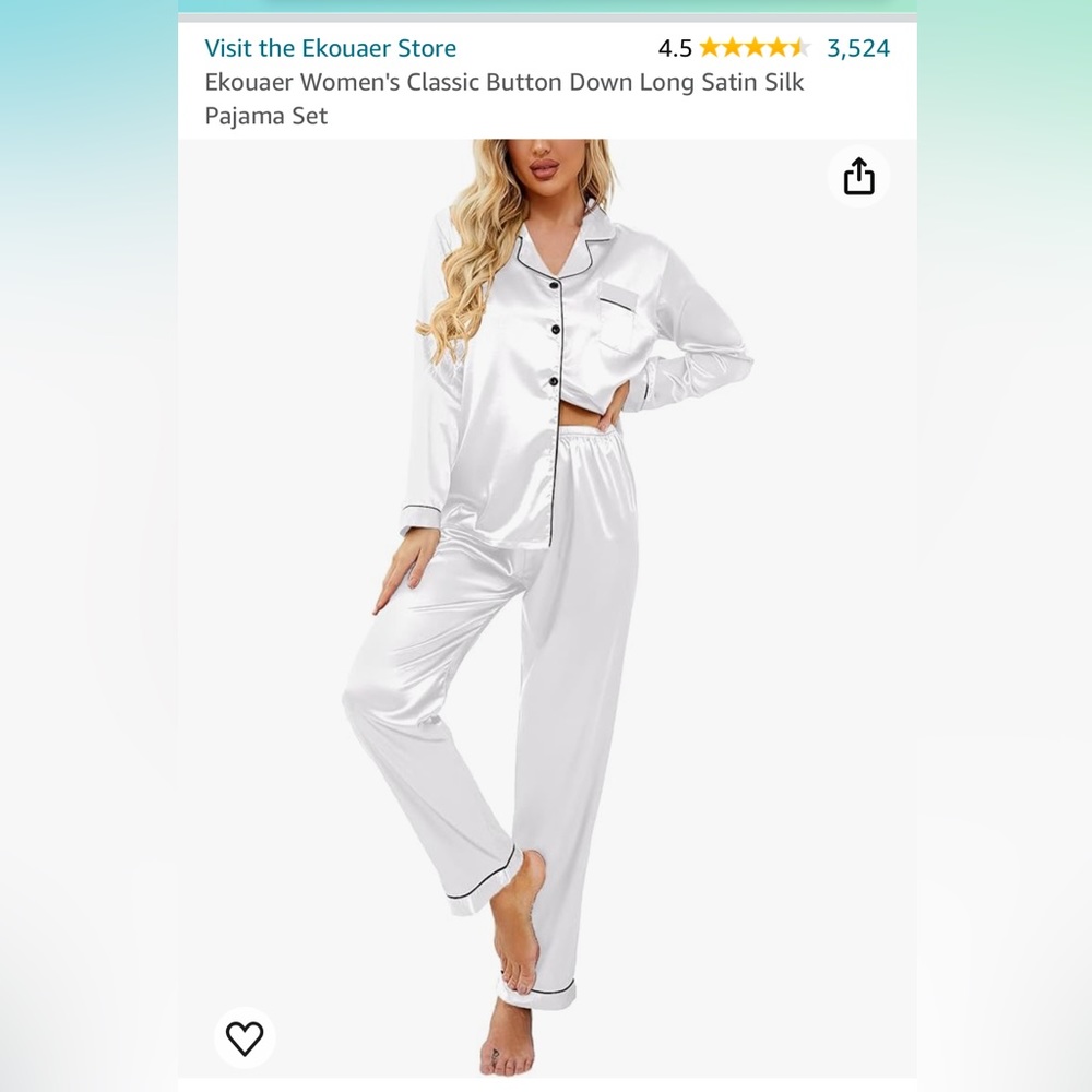 White Satin Bridal Pajamas